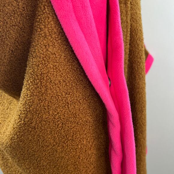 We The Free People Boucle Brown Pink Stone Cold Circle Cape Poncho Ribbed XS/S - Picture 5 of 11